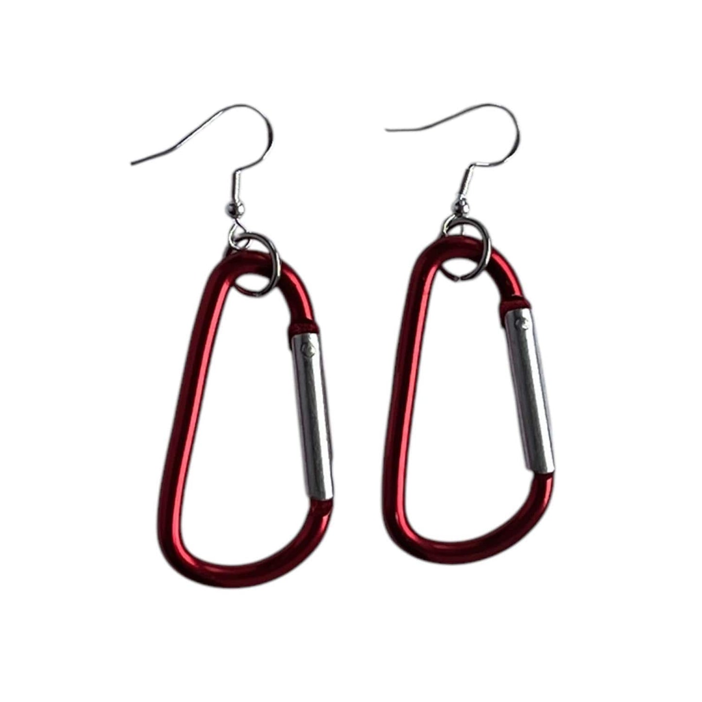 Carabiner earrings, orange, silver and pink LGBTQ+ dangle drop sterling silver plated