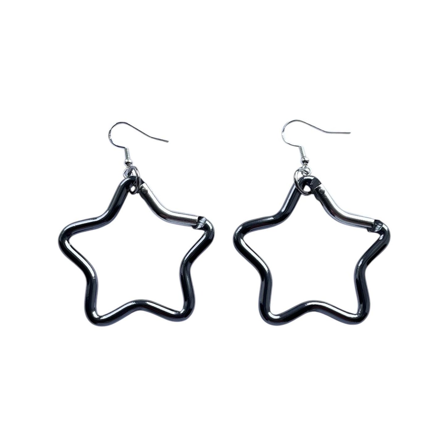 Carabiner star earrings LGBTQ+ dangle drop sterling silver plated hardware