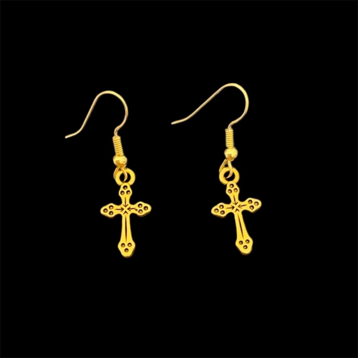 Gold crucifix earrings