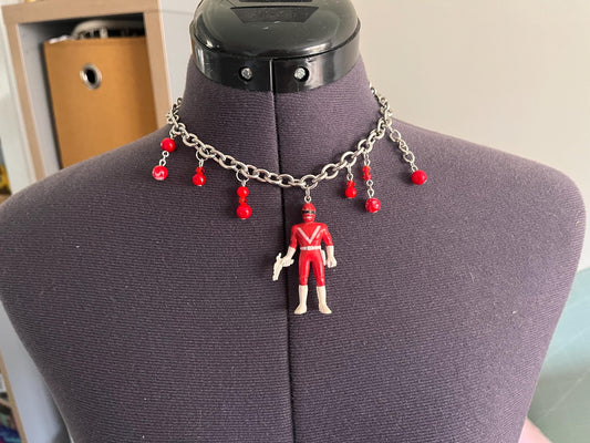 Red power rangers choker necklace