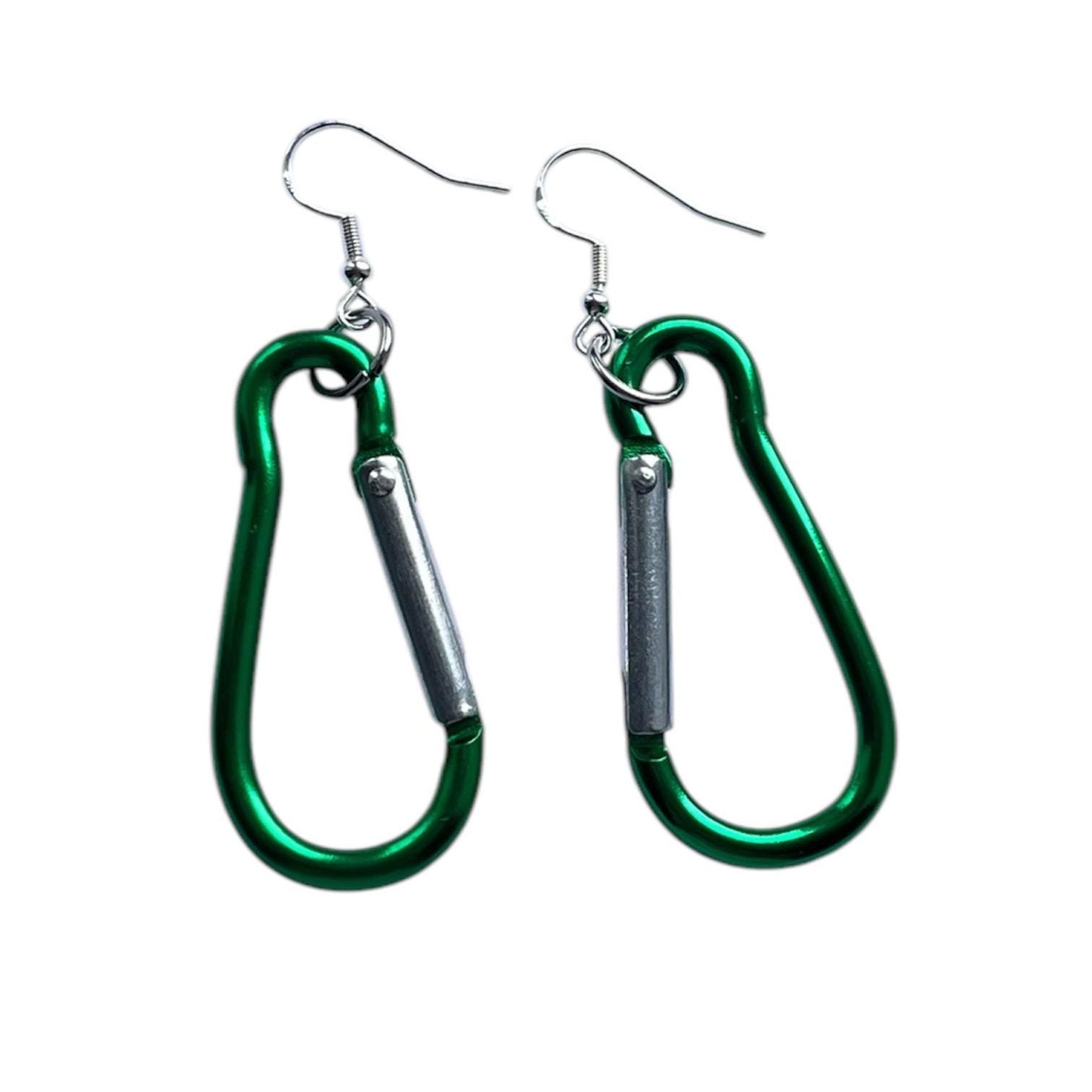 Carabiner earrings, orange, silver and pink LGBTQ+ dangle drop sterling silver plated