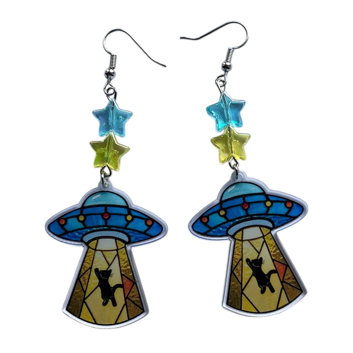 Alien UFO Star Space Earrings Funny Stainless Steel Hardware