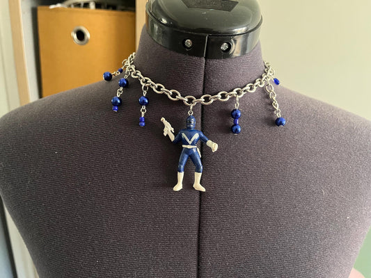 Blue power rangers choker necklace