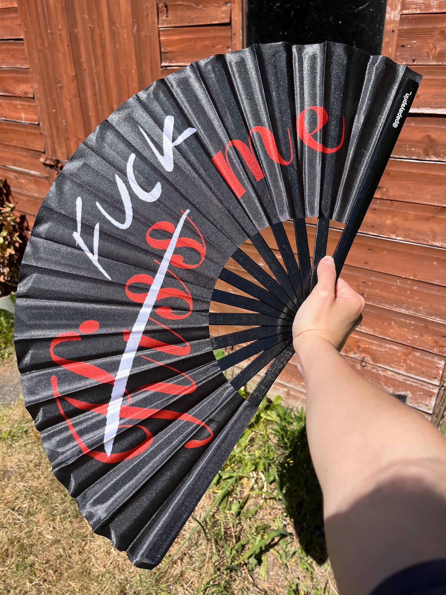 Huge colourful clacker fan for raving, pride, or fanning yourself whilst you have a panic attack