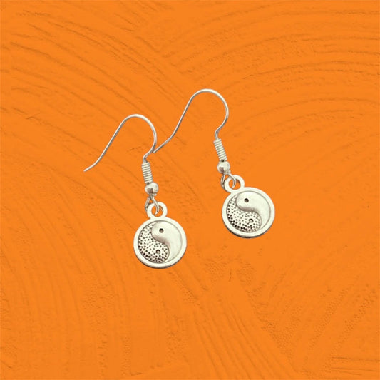 Mini yin and yang dangle drop earrings