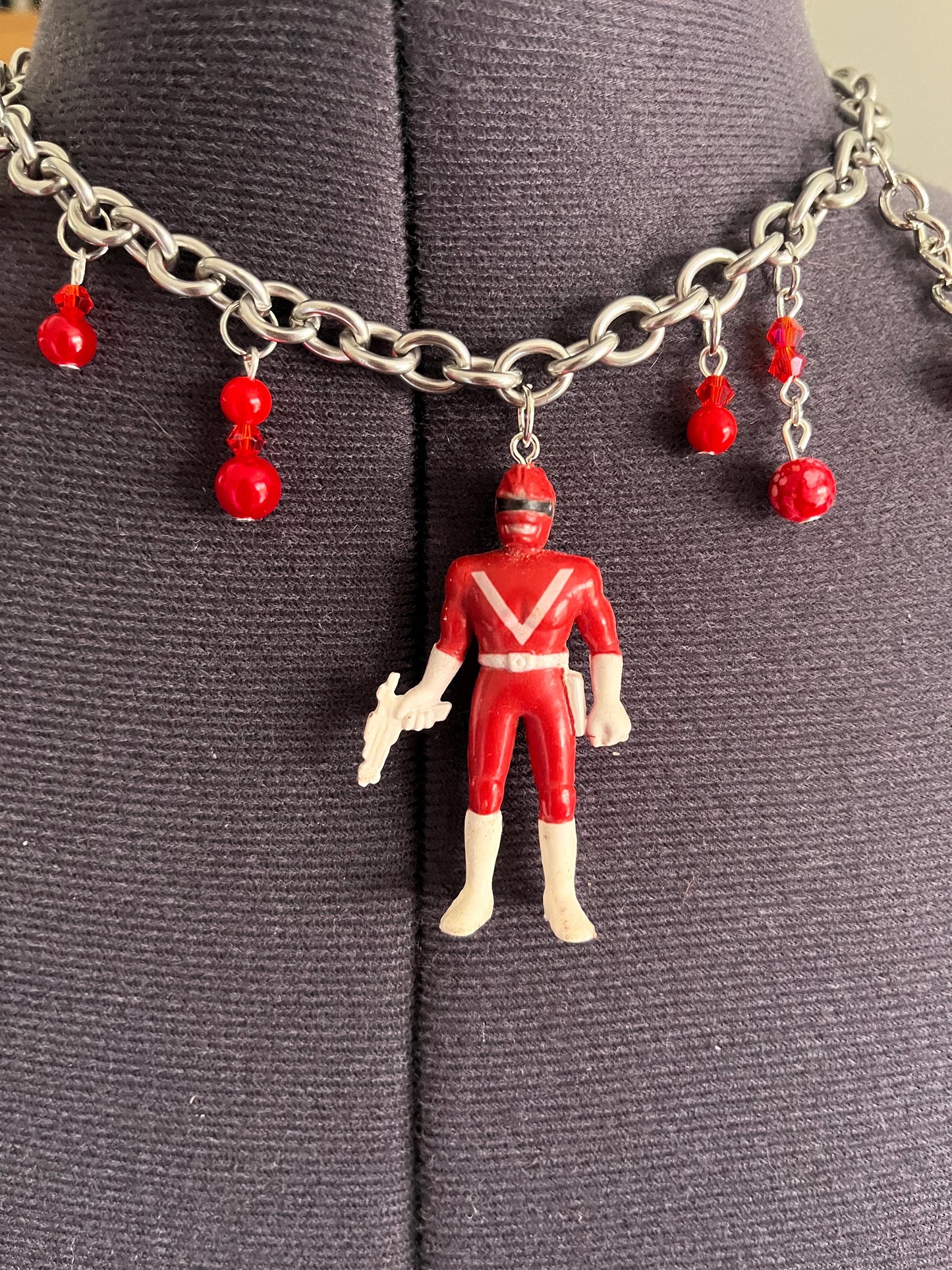 Red power rangers choker necklace