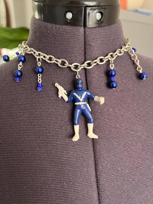 Blue power rangers choker necklace