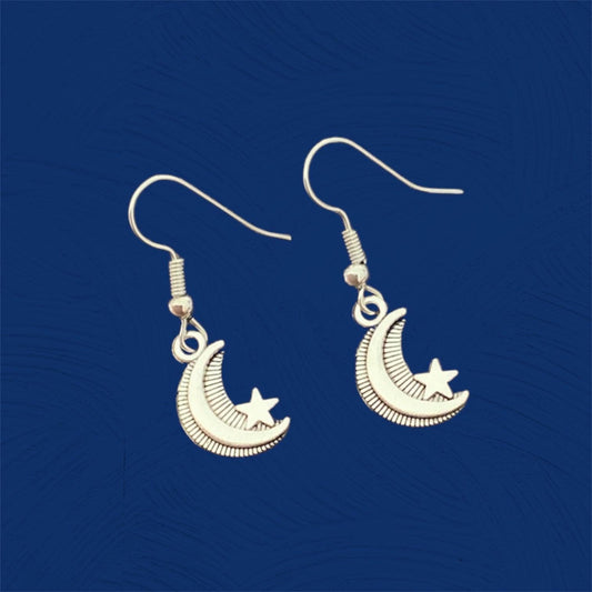 Mini moon and star dangle drop earrings