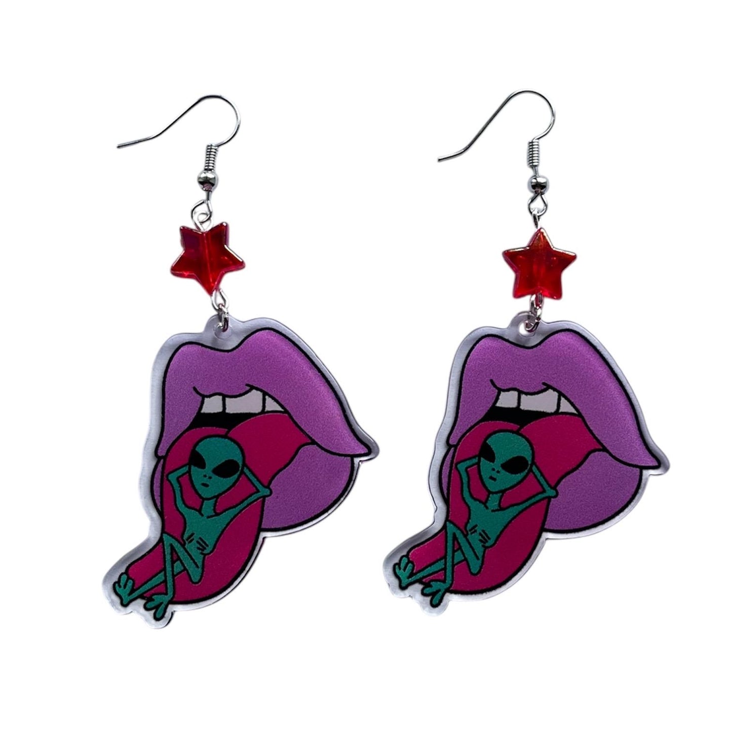 Alien UFO Star Space Earrings Funny Stainless Steel Hardware