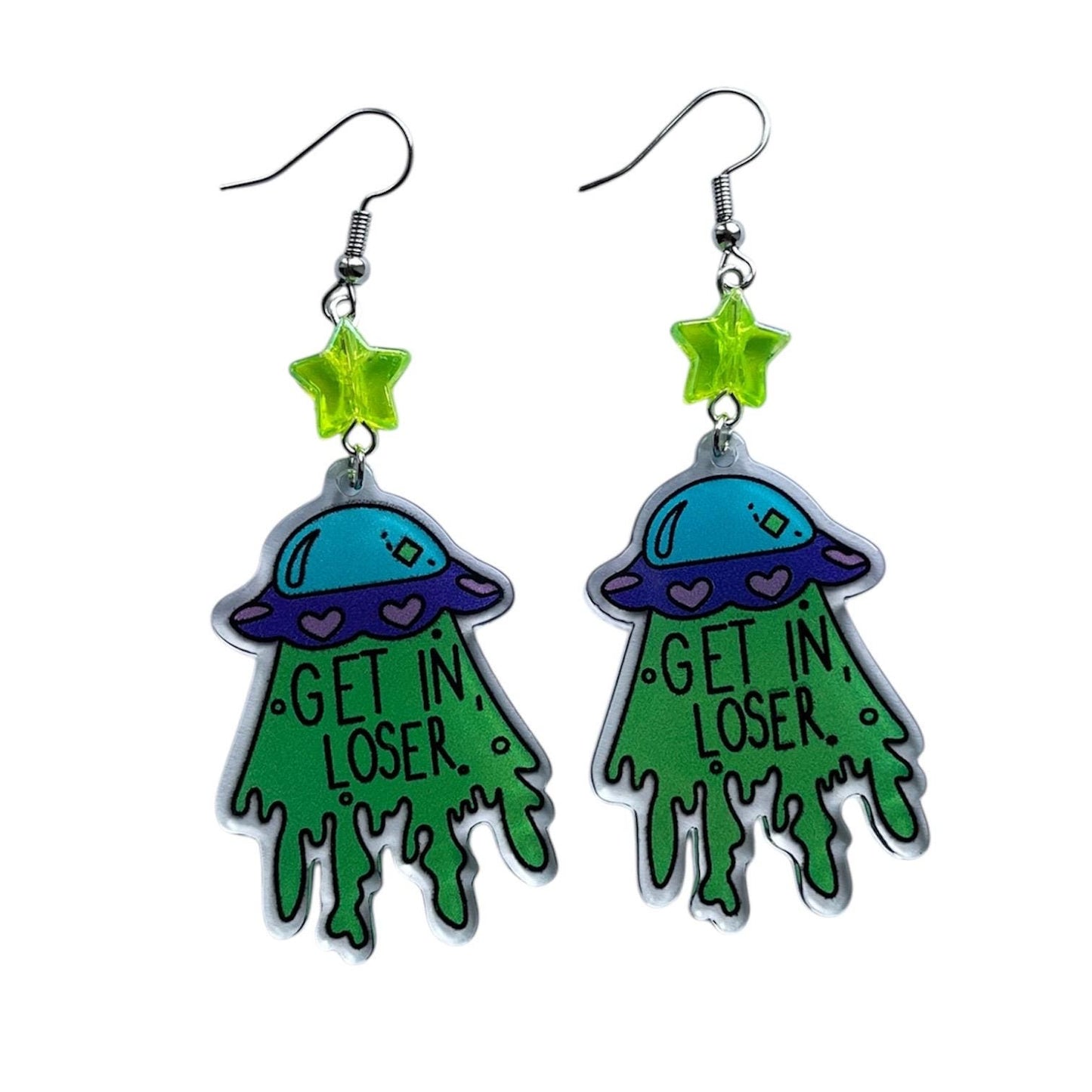 Alien UFO Star Space Earrings Funny Stainless Steel Hardware