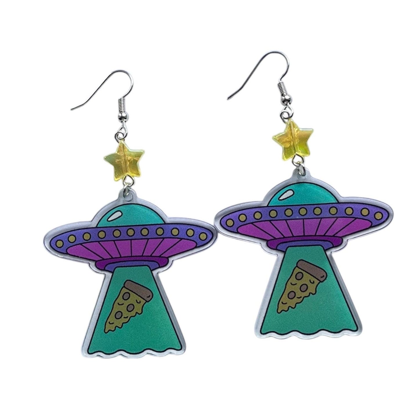 Alien UFO Star Space Earrings Funny Stainless Steel Hardware