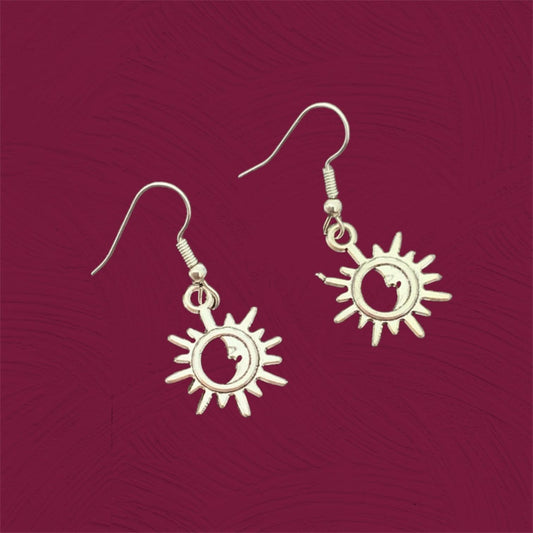 Mini sun and moon dangle drop earrings