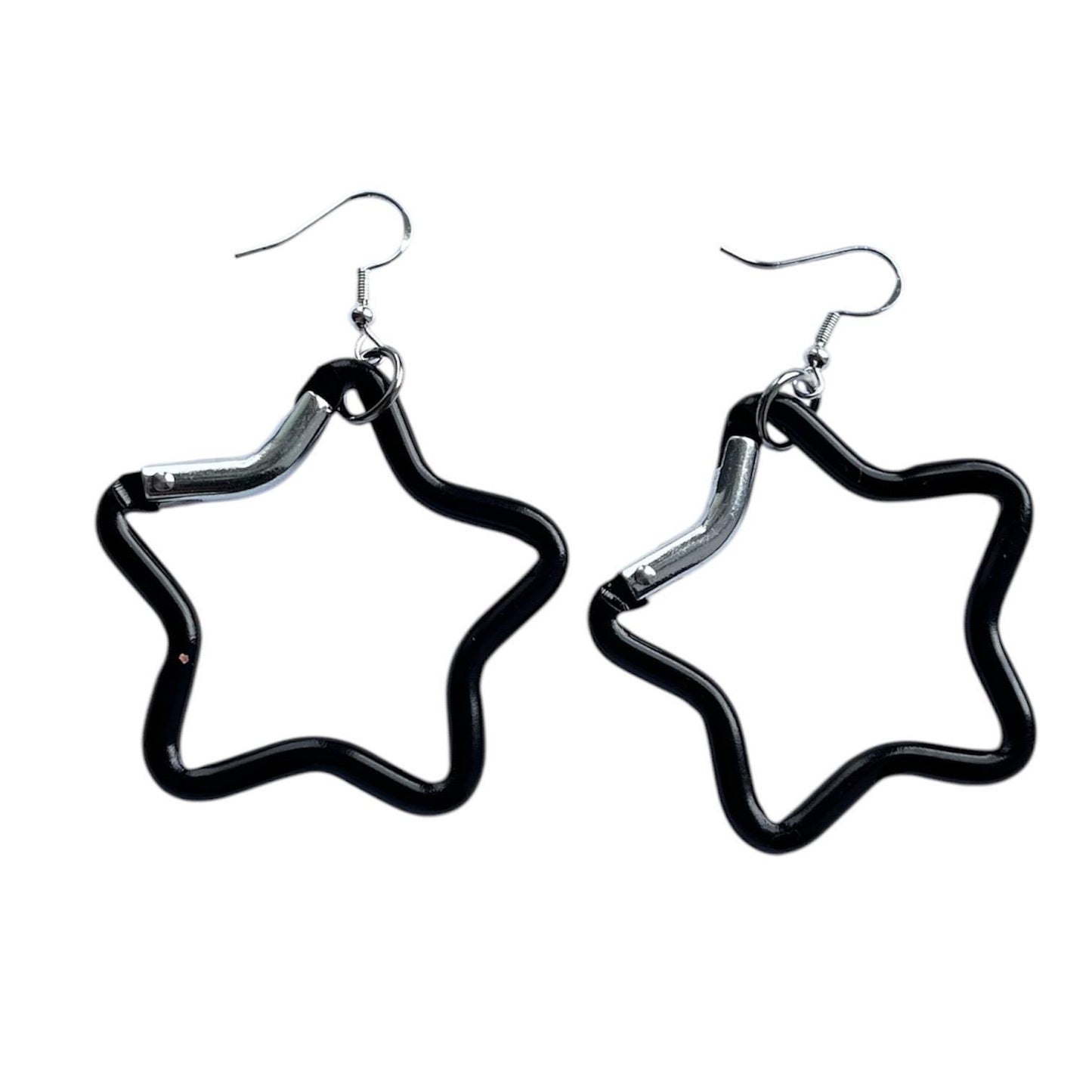 Carabiner star earrings LGBTQ+ dangle drop sterling silver plated hardware