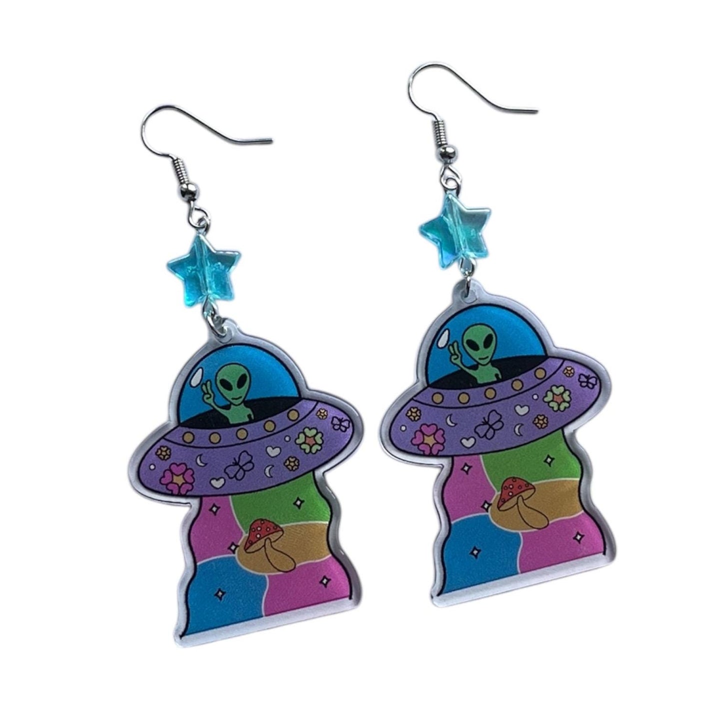 Alien UFO Star Space Earrings Funny Stainless Steel Hardware