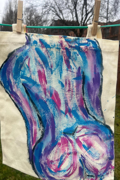 Nude hand painted tote bags