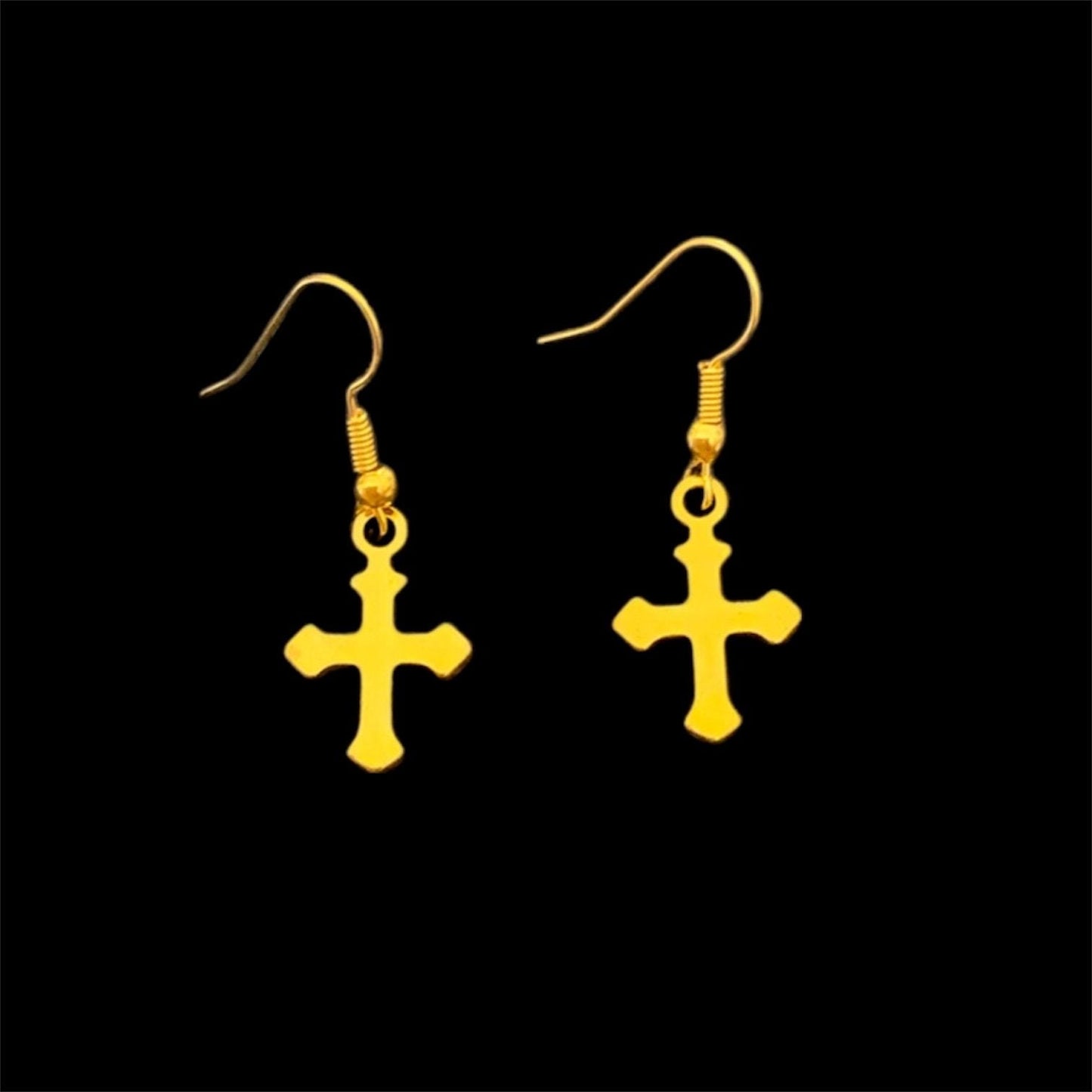 Gold crucifix earrings