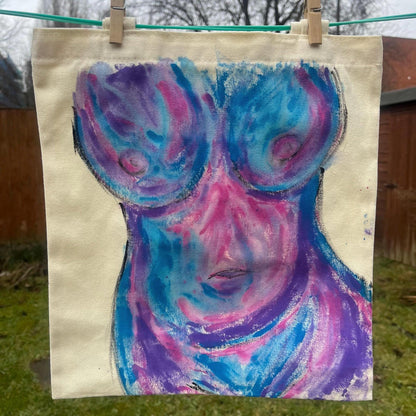 Nude hand painted tote bags