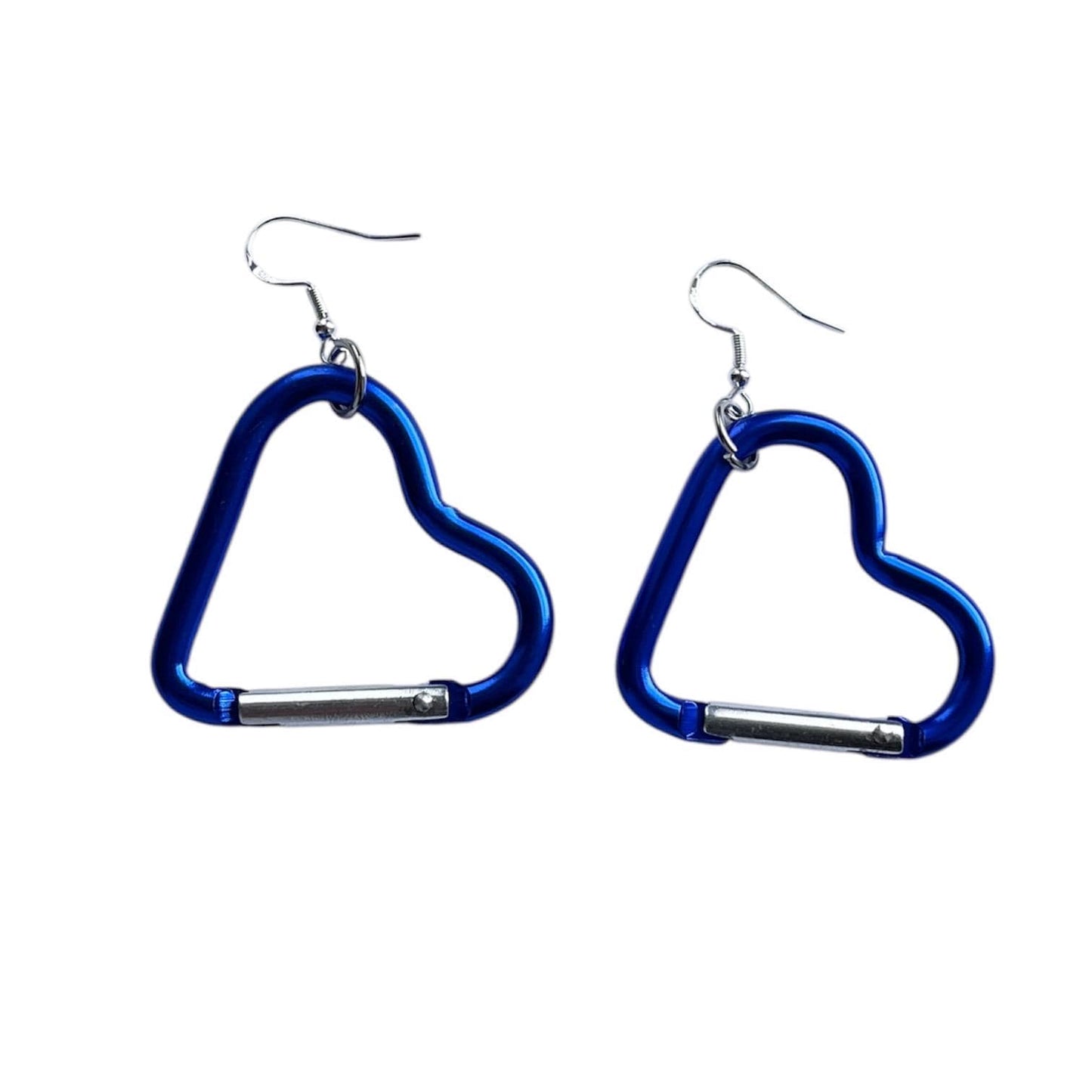 Carabiner heart earrings, orange, silver and pink LGBTQ+ dangle drop sterling silver plated