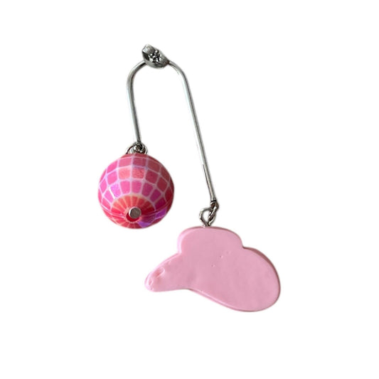 Pink disco ball and cowboy hat dangle drop earrings stainless steel silver earrings Chappell Roan, Pink Pony Club