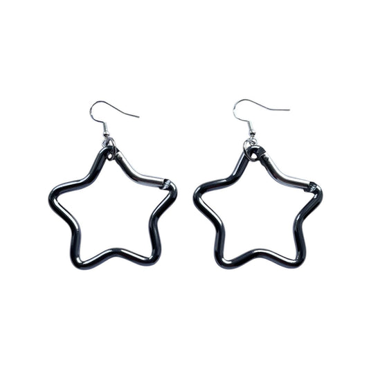Carabiner star earrings LGBTQ+ dangle drop sterling silver plated hardware