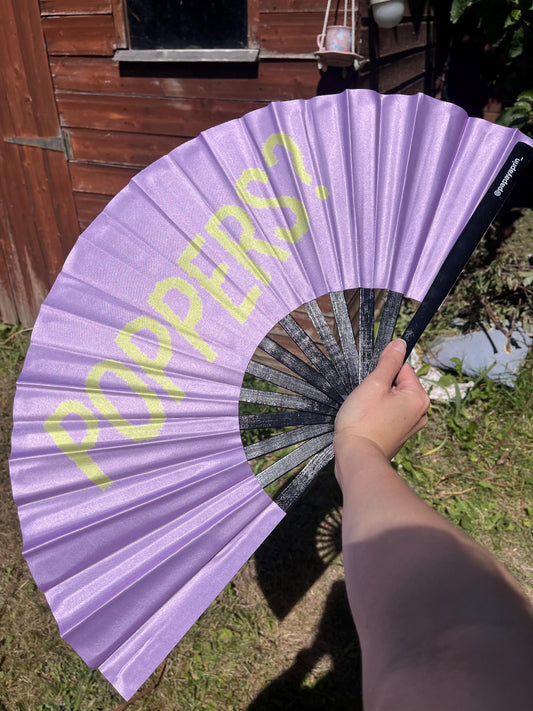 Huge colourful clacker fan for raving, pride, or fanning yourself whilst you have a panic attack