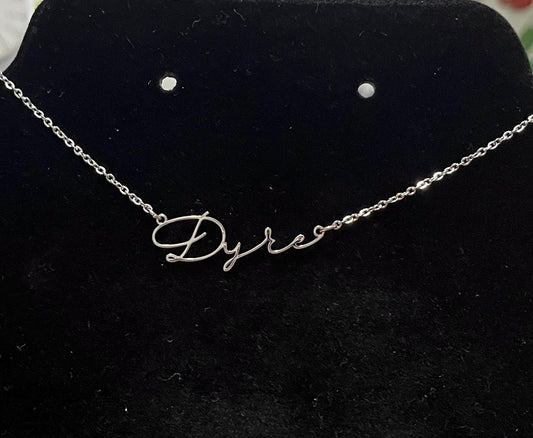 Lgbtq+ Cursive Dyke stainless steel chain necklace