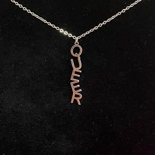 Queer necklace in silver stainless steel 45cm chain