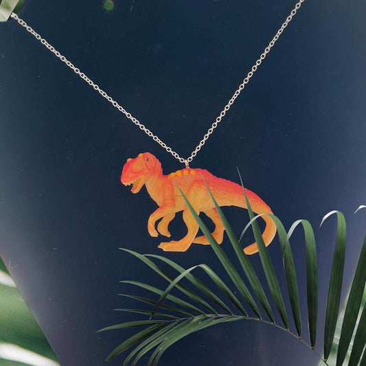 Quirky dinosaur necklaces sterling silver plated chain and hardware