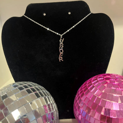 Harder lettered necklace in silver stainless steel 45cm chain
