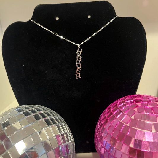 Harder lettered necklace in silver stainless steel 45cm chain
