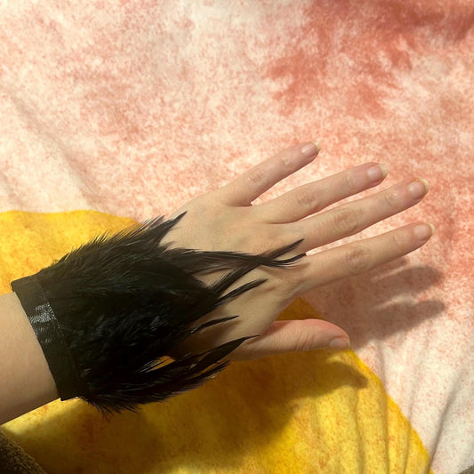 Pair of feather Cuff Bracelets in black, white, purple or pink