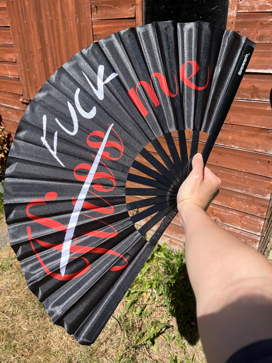 Huge fuck/ kiss me clacker fan for raving, pride, or fanning yourself whilst you have a panic attack