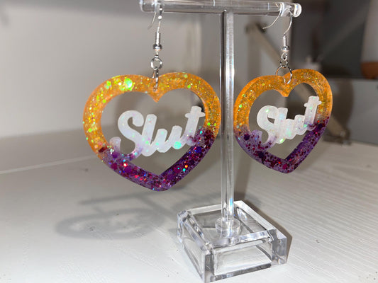Lesbian Flag Colours Brat Dangle Drop Earrings