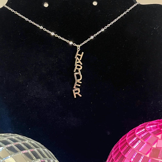 Harder lettered necklace in silver stainless steel 45cm chain