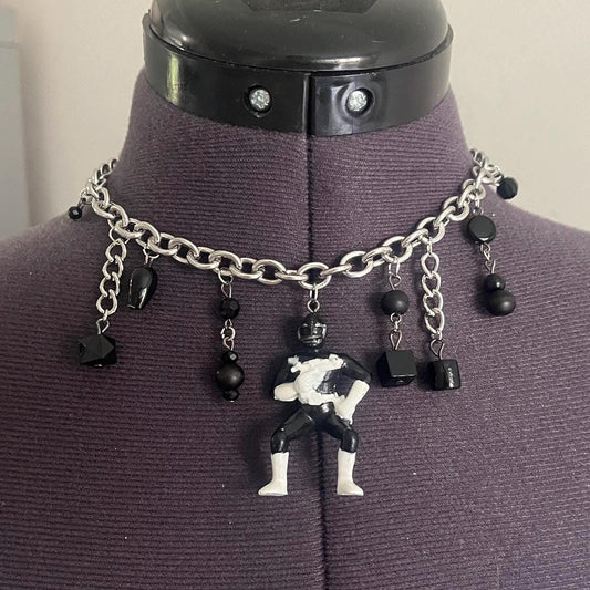 Power rangers choker necklace beaded handmade stainless steel
