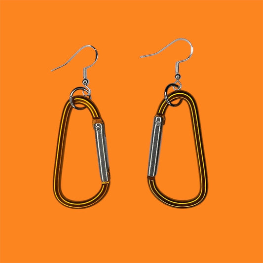 Carabiner earrings, orange, silver and pink LGBTQ+ dangle drop sterling silver plated