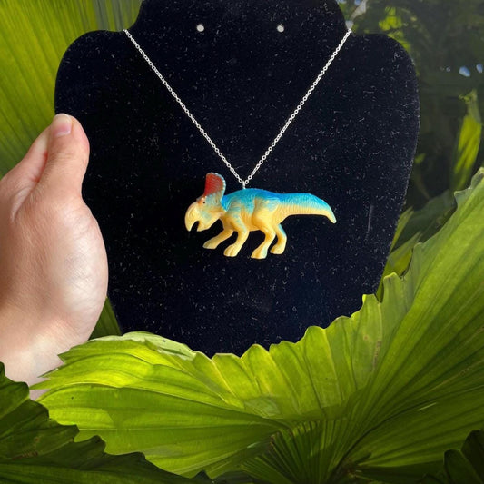 Quirky dinosaur necklaces sterling silver plated chain and hardware