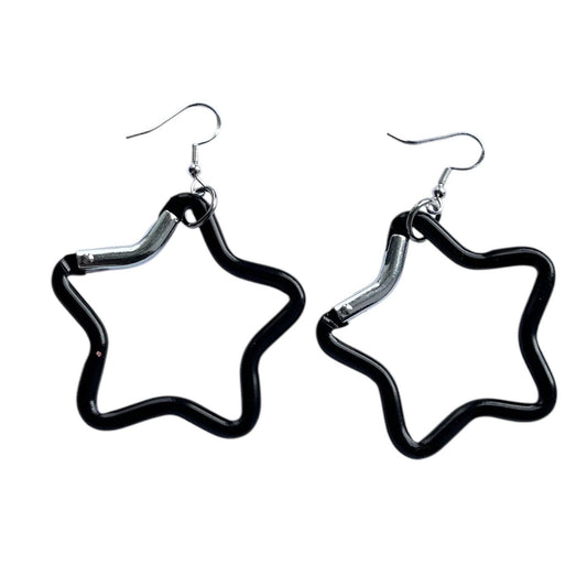 Carabiner star earrings LGBTQ+ dangle drop sterling silver plated hardware