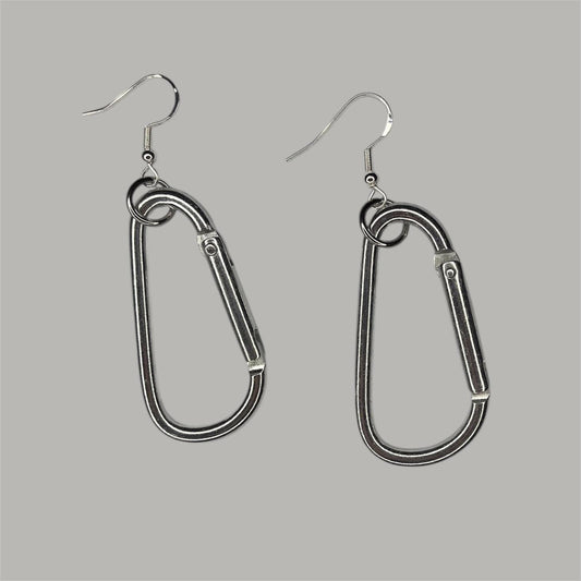 Carabiner earrings, orange, silver and pink LGBTQ+ dangle drop sterling silver plated